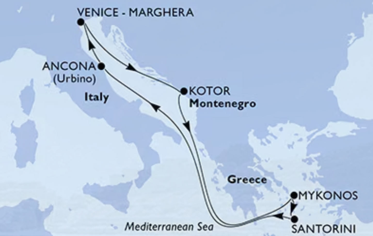 MSC LIRICA - Montenegro, Grecia, Italia