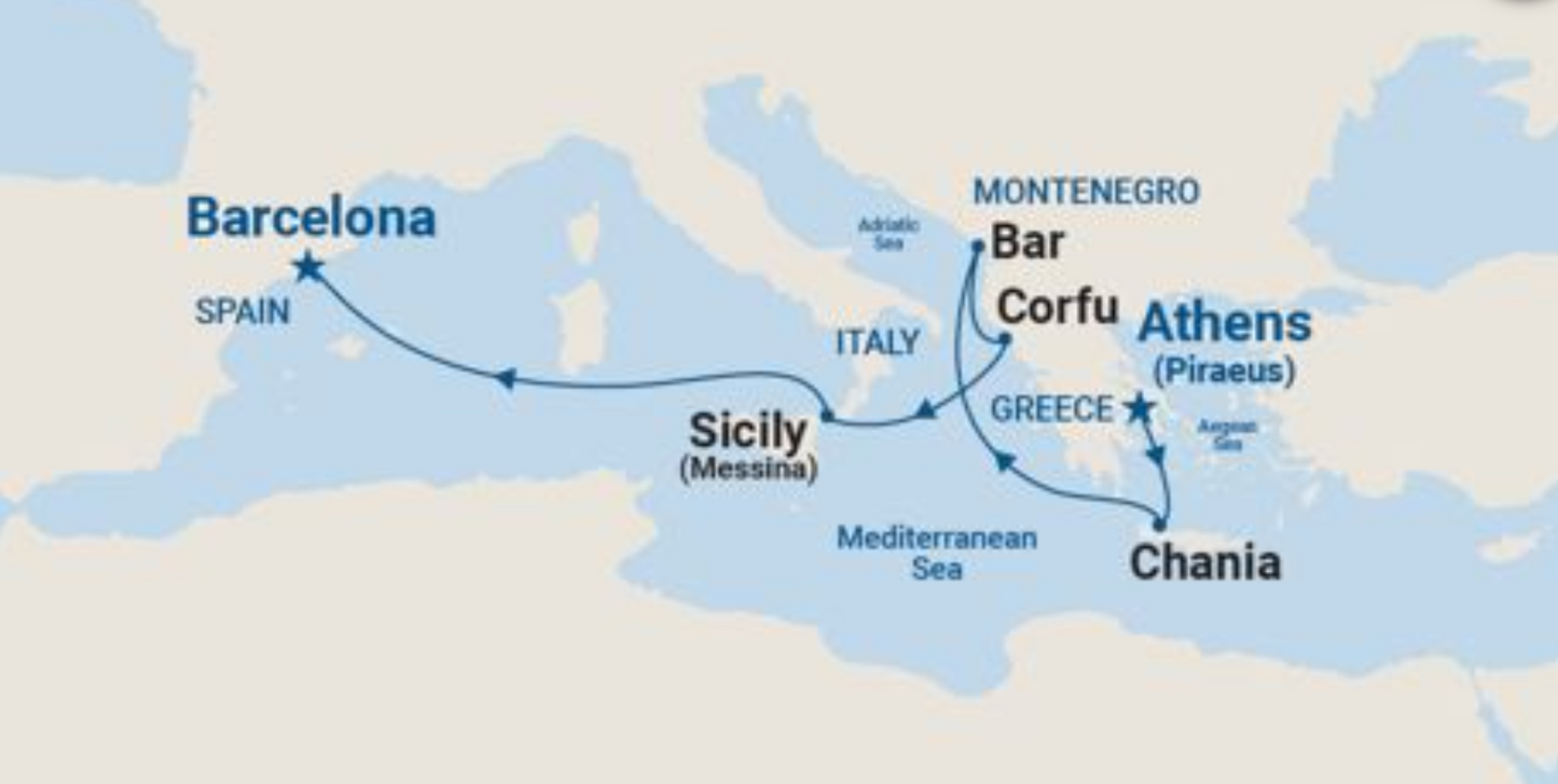 SUN PRINCESS | PRINCESS - Creta, Bar, Corfú, Messina y Barcelona